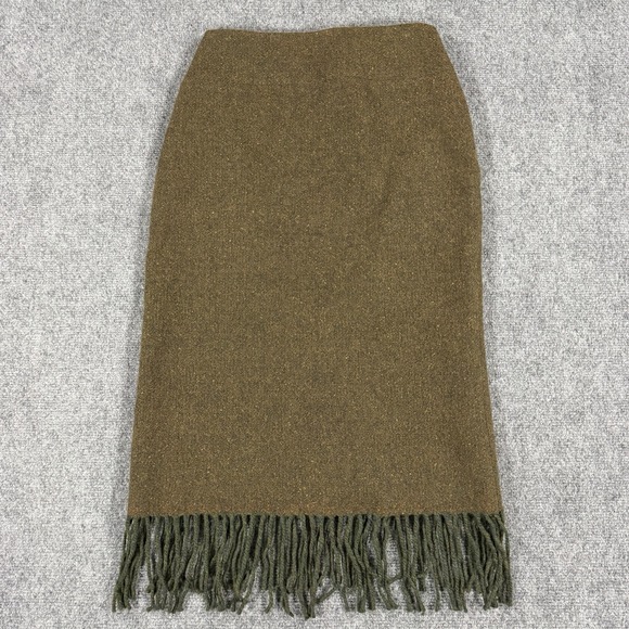 Ralph Lauren Dresses & Skirts - Ralph Lauren Black Label Skirt Womens 6 Olive Wool Cashmere Tweed Green Fringe